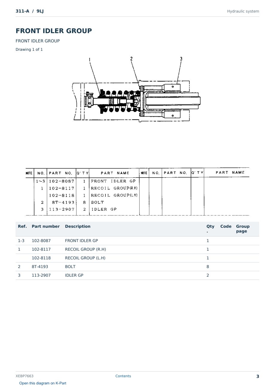 Caterpillar 311-A S/N 9LJ Partsbook XEBP7663 (English) - sample page 3 of 10 Caterpillar 311-A S/N 9LJ Partsbook XEBP7663 (English) - sample page 3 of 10