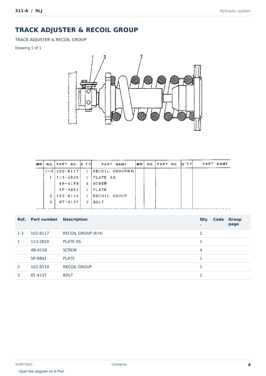 Caterpillar 311-A S/N 9LJ Partsbook XEBP7663 (English) - sample page 4 of 10 Caterpillar 311-A S/N 9LJ Partsbook XEBP7663 (English) - sample page 4 of 10