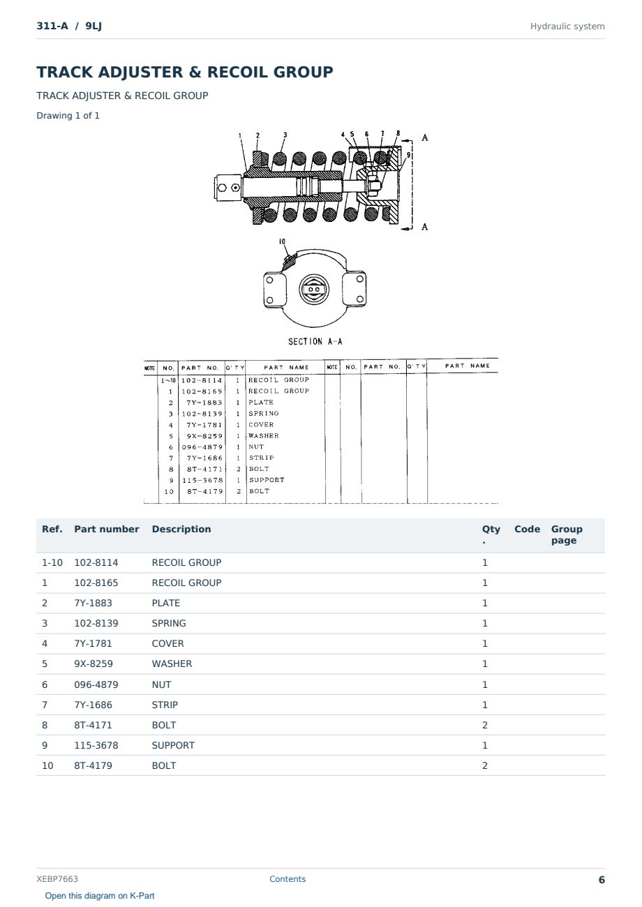 Caterpillar 311-A S/N 9LJ Partsbook XEBP7663 (English) - sample page 6 of 10 Caterpillar 311-A S/N 9LJ Partsbook XEBP7663 (English) - sample page 6 of 10