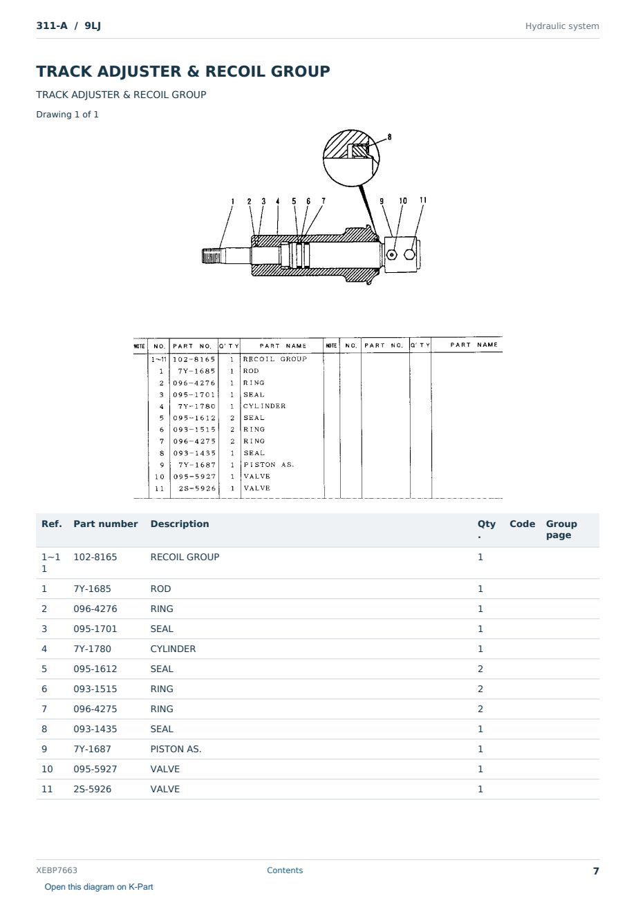 Caterpillar 311-A S/N 9LJ Partsbook XEBP7663 (English) - sample page 7 of 10 Caterpillar 311-A S/N 9LJ Partsbook XEBP7663 (English) - sample page 7 of 10
