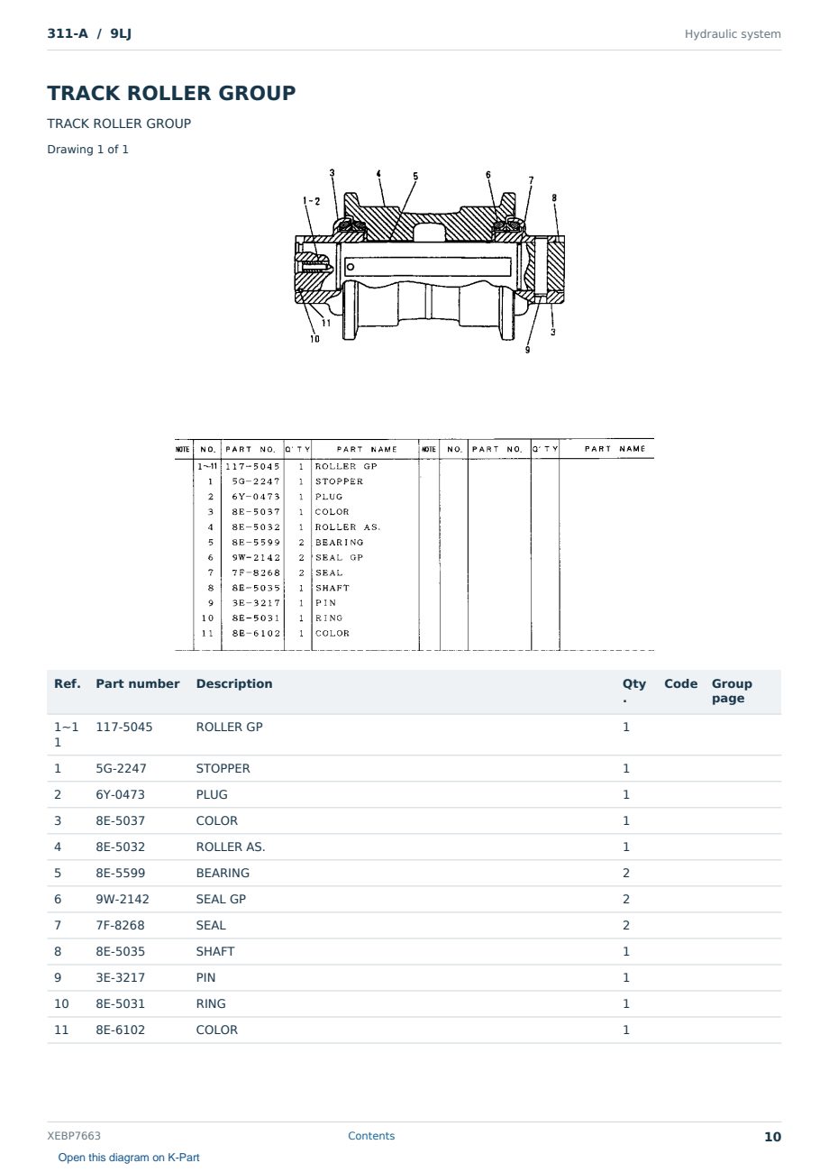 Caterpillar 311-A S/N 9LJ Partsbook XEBP7663 (English) - sample page 10 of 10 Caterpillar 311-A S/N 9LJ Partsbook XEBP7663 (English) - sample page 10 of 10