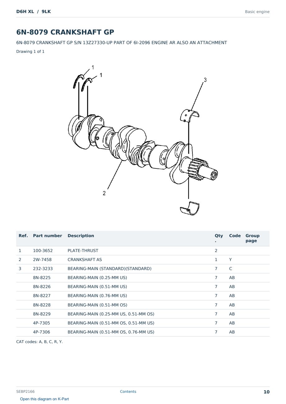 Caterpillar D6H XL S/N 9LK Partsbook SEBP2166 (English) - sample page 10 of 10 Caterpillar D6H XL S/N 9LK Partsbook SEBP2166 (English) - sample page 10 of 10