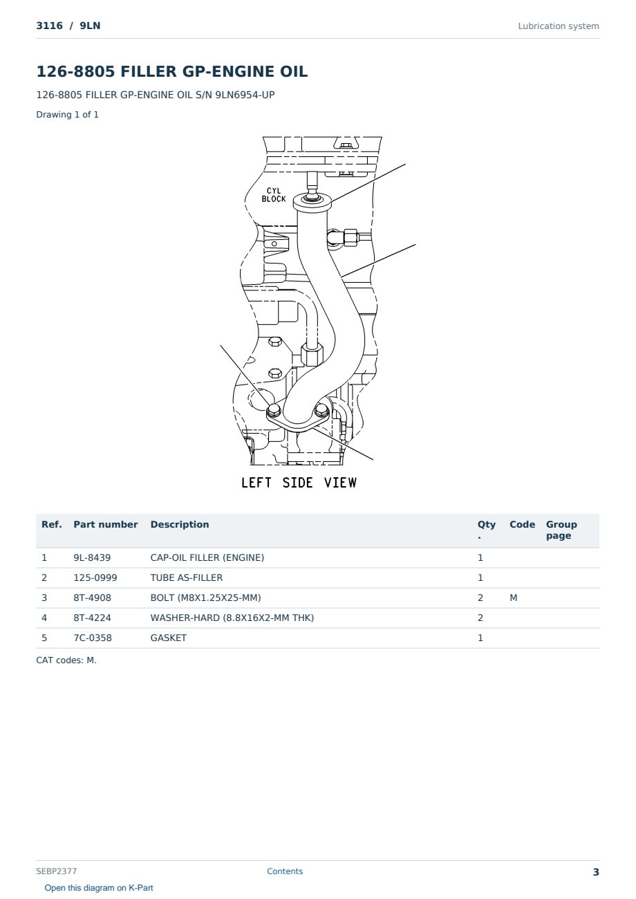 Caterpillar 3116 S/N 9LN Partsbook SEBP2377 (English) - sample page 3 of 10 Caterpillar 3116 S/N 9LN Partsbook SEBP2377 (English) - sample page 3 of 10