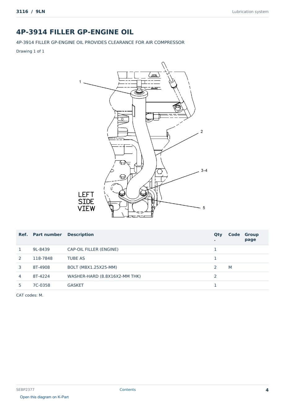 Caterpillar 3116 S/N 9LN Partsbook SEBP2377 (English) - sample page 4 of 10 Caterpillar 3116 S/N 9LN Partsbook SEBP2377 (English) - sample page 4 of 10