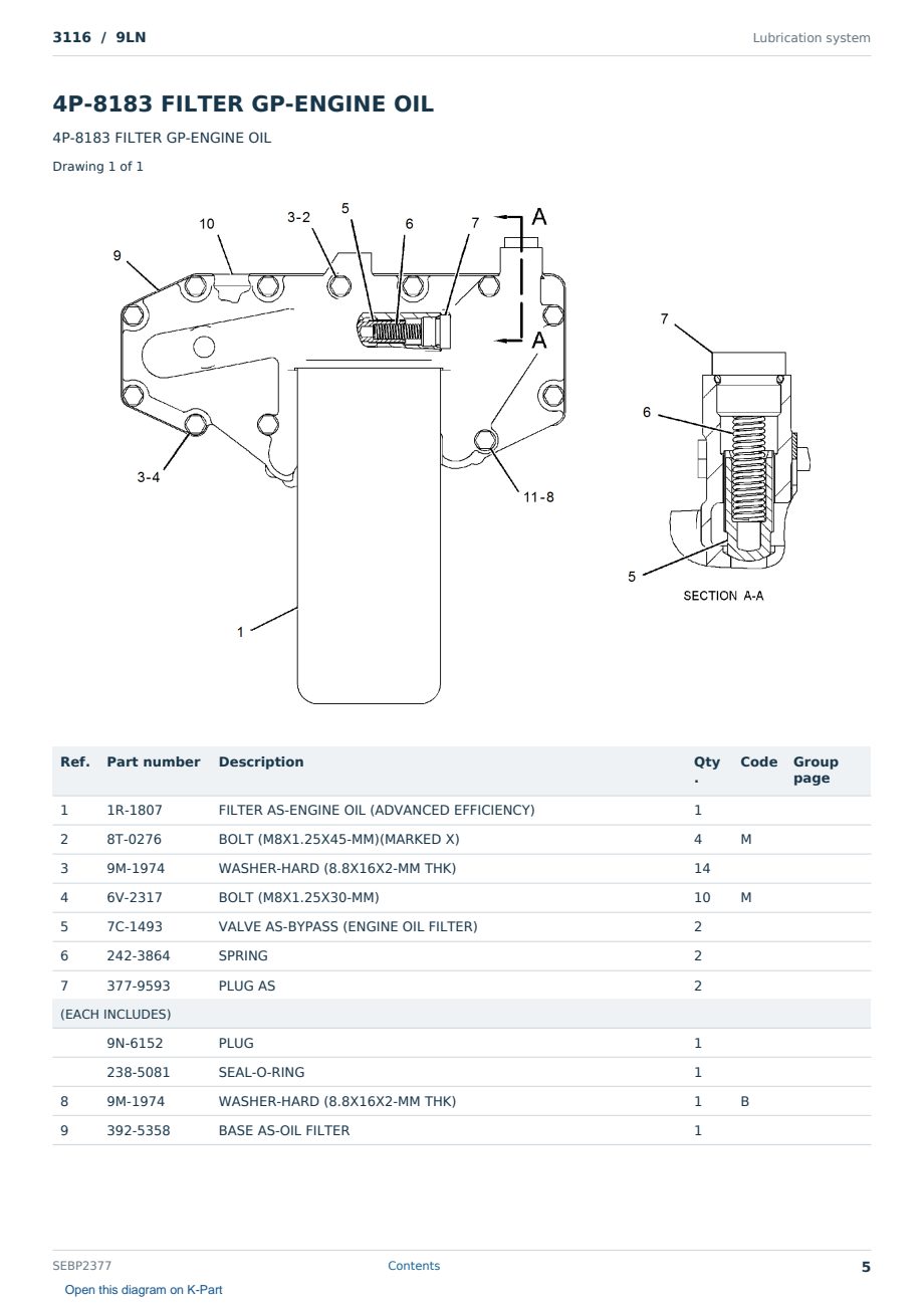 Caterpillar 3116 S/N 9LN Partsbook SEBP2377 (English) - sample page 5 of 10 Caterpillar 3116 S/N 9LN Partsbook SEBP2377 (English) - sample page 5 of 10