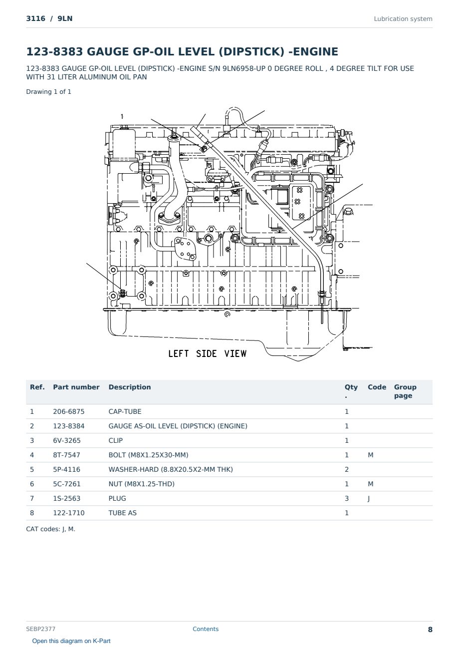 Caterpillar 3116 S/N 9LN Partsbook SEBP2377 (English) - sample page 8 of 10 Caterpillar 3116 S/N 9LN Partsbook SEBP2377 (English) - sample page 8 of 10