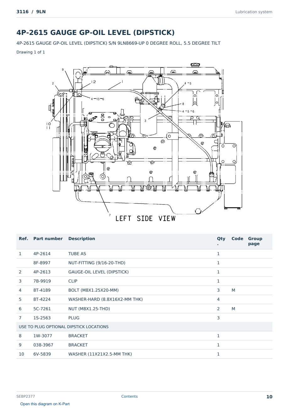 Caterpillar 3116 S/N 9LN Partsbook SEBP2377 (English) - sample page 10 of 10 Caterpillar 3116 S/N 9LN Partsbook SEBP2377 (English) - sample page 10 of 10