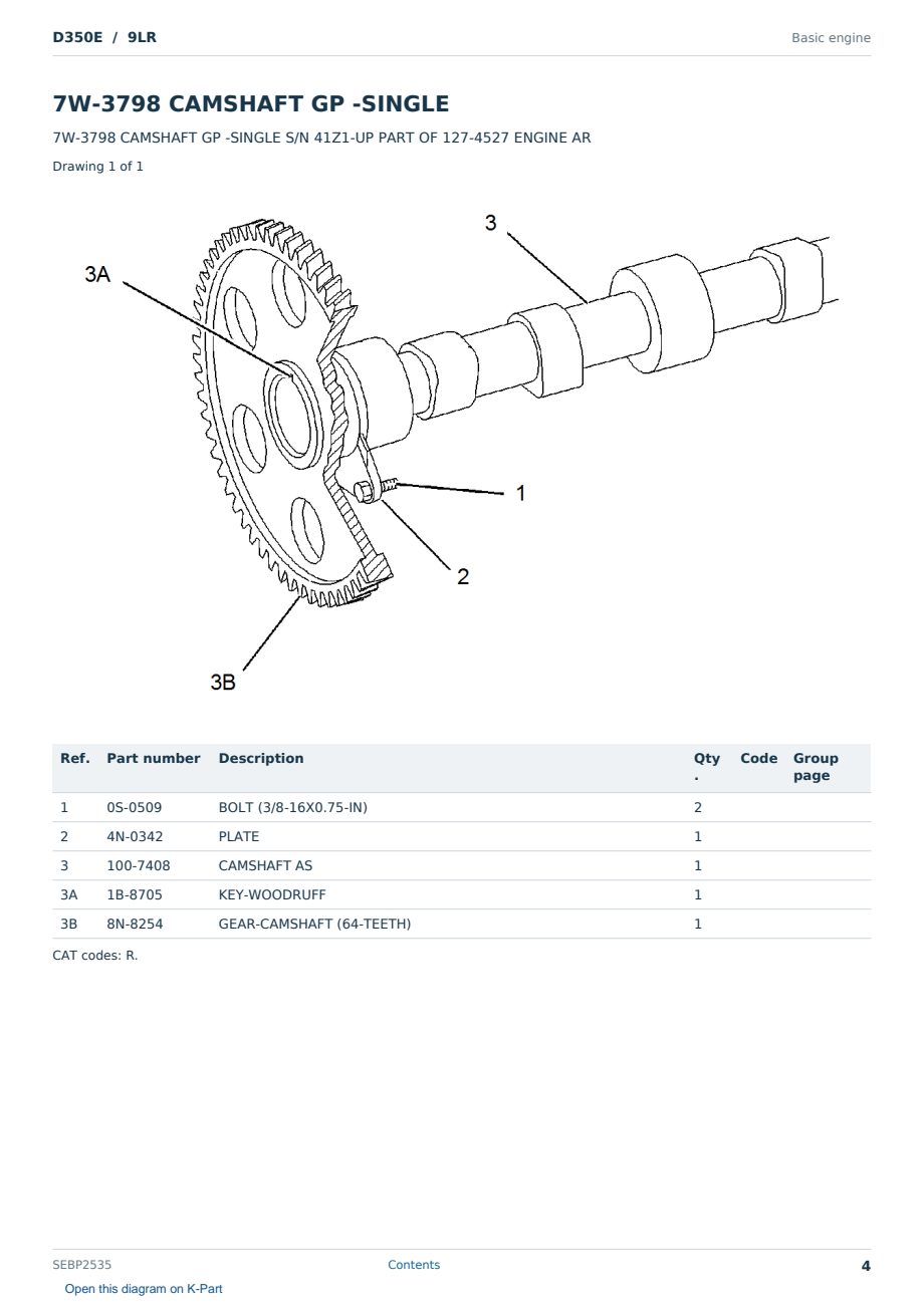 Caterpillar D350E S/N 9LR Partsbook SEBP2535 (English) - sample page 4 of 10 Caterpillar D350E S/N 9LR Partsbook SEBP2535 (English) - sample page 4 of 10