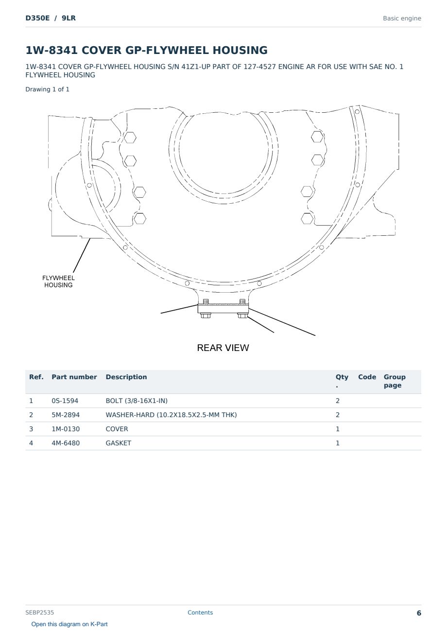 Caterpillar D350E S/N 9LR Partsbook SEBP2535 (English) - sample page 6 of 10 Caterpillar D350E S/N 9LR Partsbook SEBP2535 (English) - sample page 6 of 10