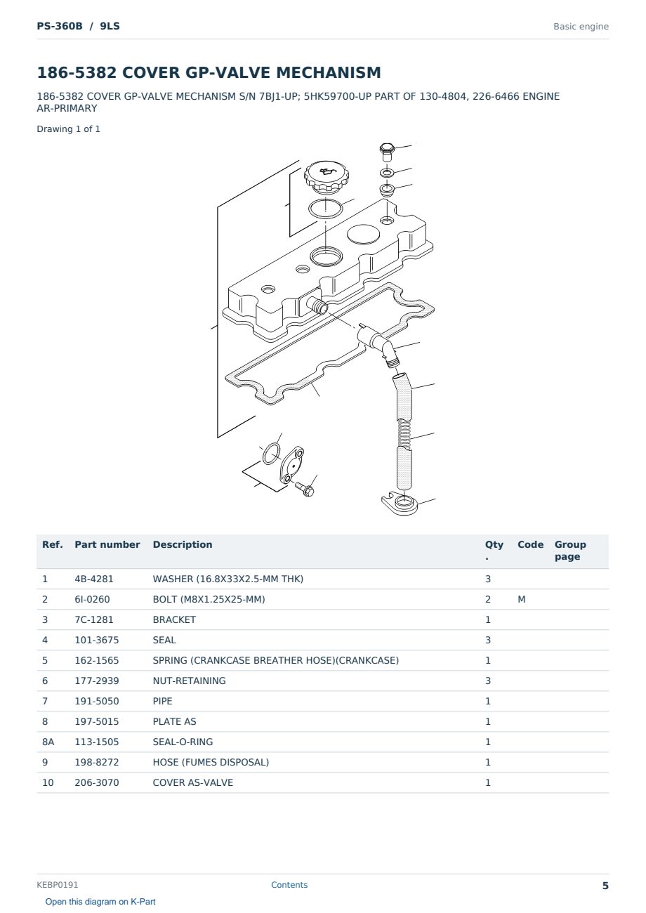 Caterpillar PS-360B S/N 9LS Partsbook KEBP0191 (English) - sample page 5 of 10 Caterpillar PS-360B S/N 9LS Partsbook KEBP0191 (English) - sample page 5 of 10