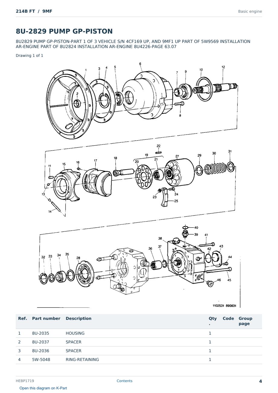 Caterpillar 214B FT S/N 9MF Partsbook HEBP1719 (English) - sample page 4 of 10 Caterpillar 214B FT S/N 9MF Partsbook HEBP1719 (English) - sample page 4 of 10