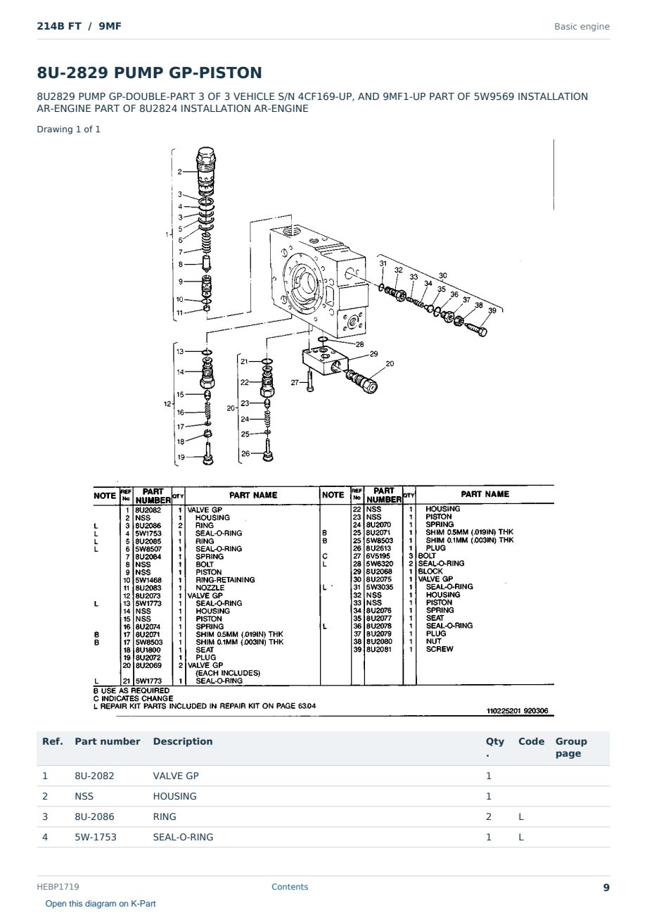 Caterpillar 214B FT S/N 9MF Partsbook HEBP1719 (English) - sample page 9 of 10 Caterpillar 214B FT S/N 9MF Partsbook HEBP1719 (English) - sample page 9 of 10