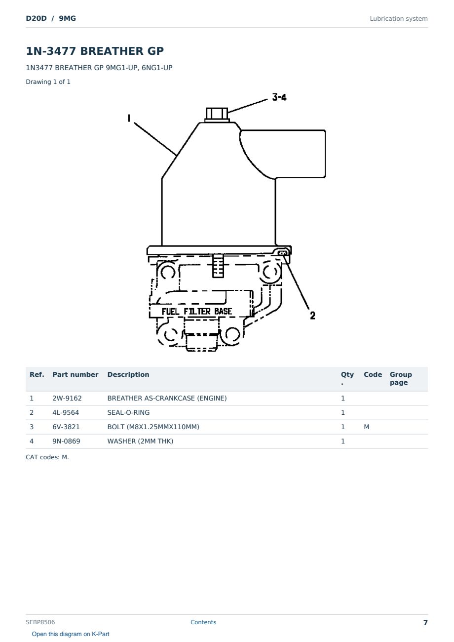 Caterpillar D20D S/N 9MG Partsbook SEBP8506 (English) - sample page 7 of 10 Caterpillar D20D S/N 9MG Partsbook SEBP8506 (English) - sample page 7 of 10