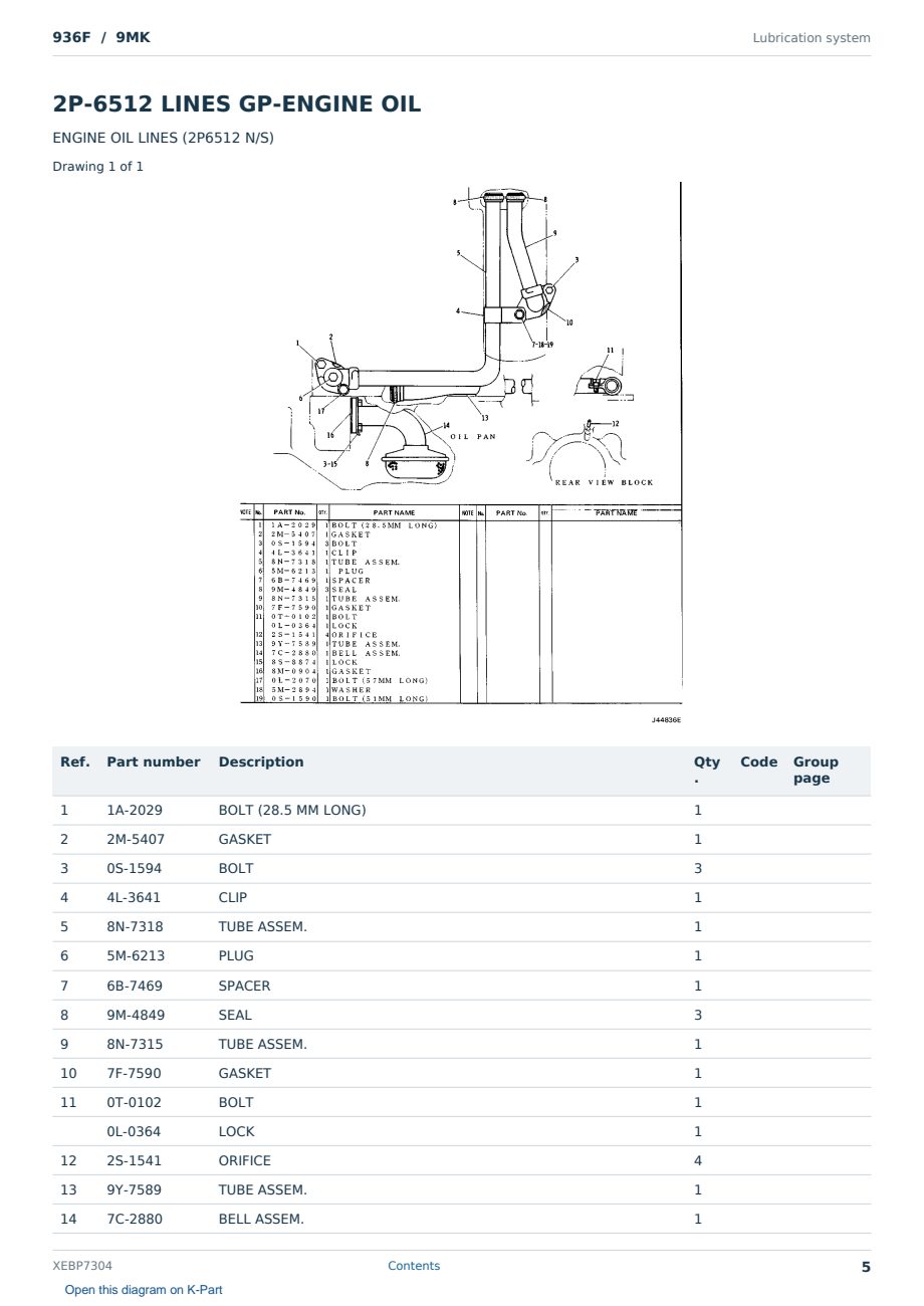 Caterpillar 936F S/N 9MK Partsbook XEBP7304 (English) - sample page 5 of 10 Caterpillar 936F S/N 9MK Partsbook XEBP7304 (English) - sample page 5 of 10