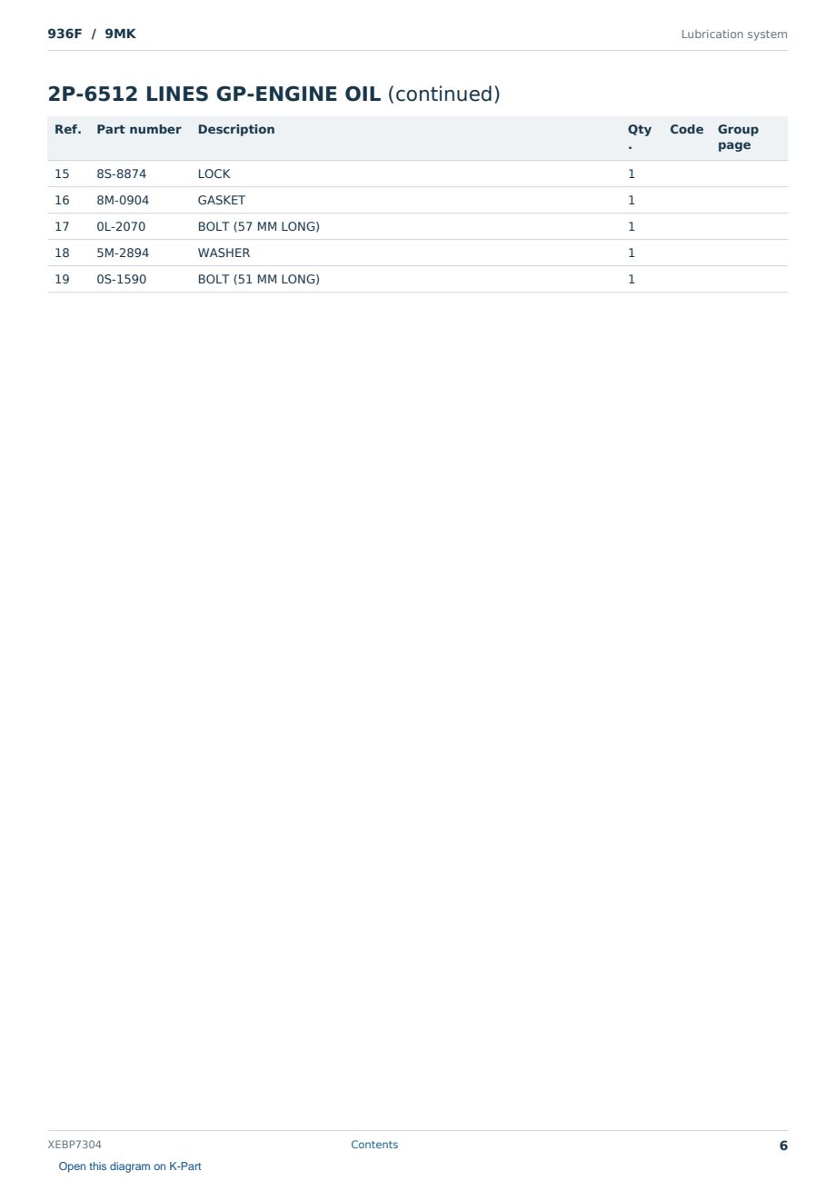 Caterpillar 936F S/N 9MK Partsbook XEBP7304 (English) - sample page 6 of 10 Caterpillar 936F S/N 9MK Partsbook XEBP7304 (English) - sample page 6 of 10