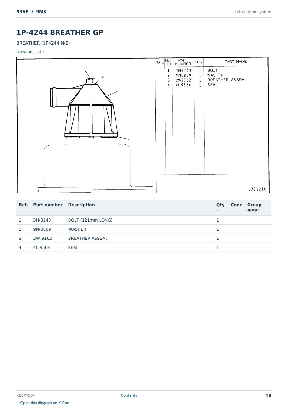 Caterpillar 936F S/N 9MK Partsbook XEBP7304 (English) - sample page 10 of 10 Caterpillar 936F S/N 9MK Partsbook XEBP7304 (English) - sample page 10 of 10
