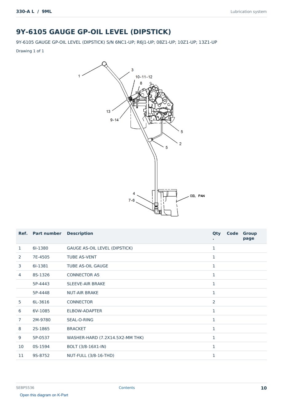 Caterpillar 330-A L S/N 9ML Partsbook SEBP5536 (English) - sample page 10 of 10 Caterpillar 330-A L S/N 9ML Partsbook SEBP5536 (English) - sample page 10 of 10
