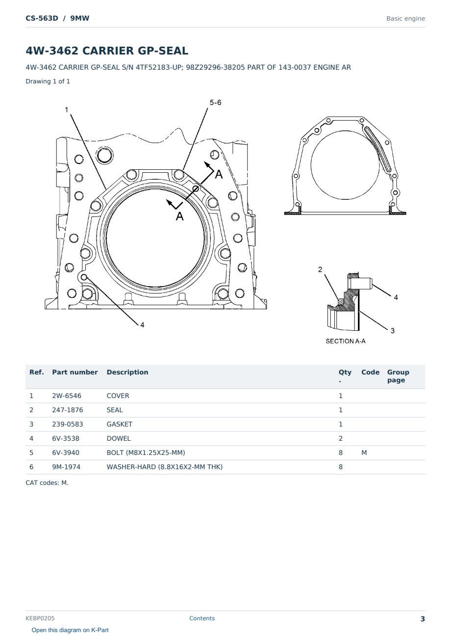 Caterpillar CS-563D S/N 9MW Partsbook KEBP0205 (English) - sample page 3 of 10 Caterpillar CS-563D S/N 9MW Partsbook KEBP0205 (English) - sample page 3 of 10