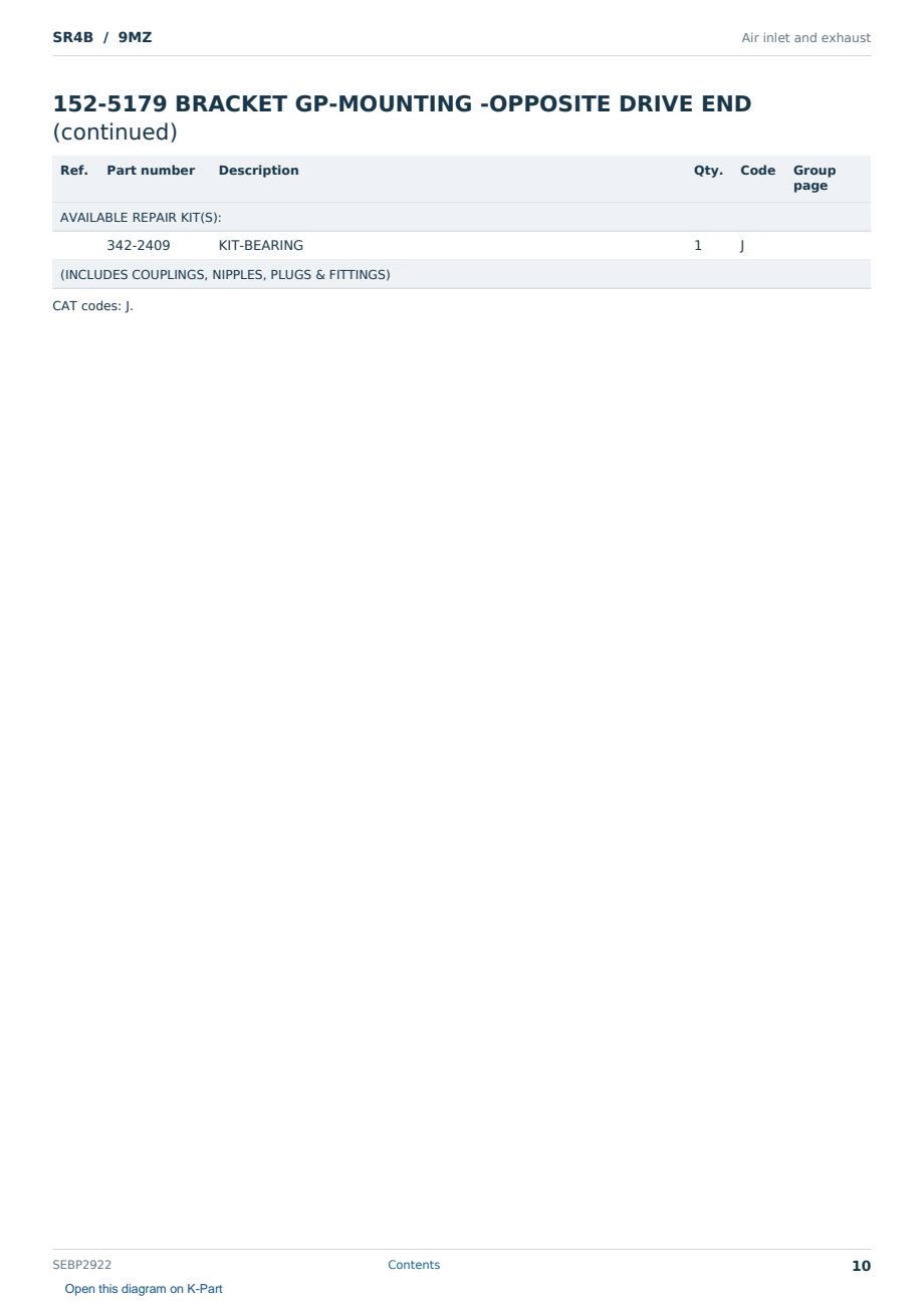 Caterpillar SR4B S/N 9MZ Partsbook SEBP2922 (English) - sample page 10 of 10 Caterpillar SR4B S/N 9MZ Partsbook SEBP2922 (English) - sample page 10 of 10
