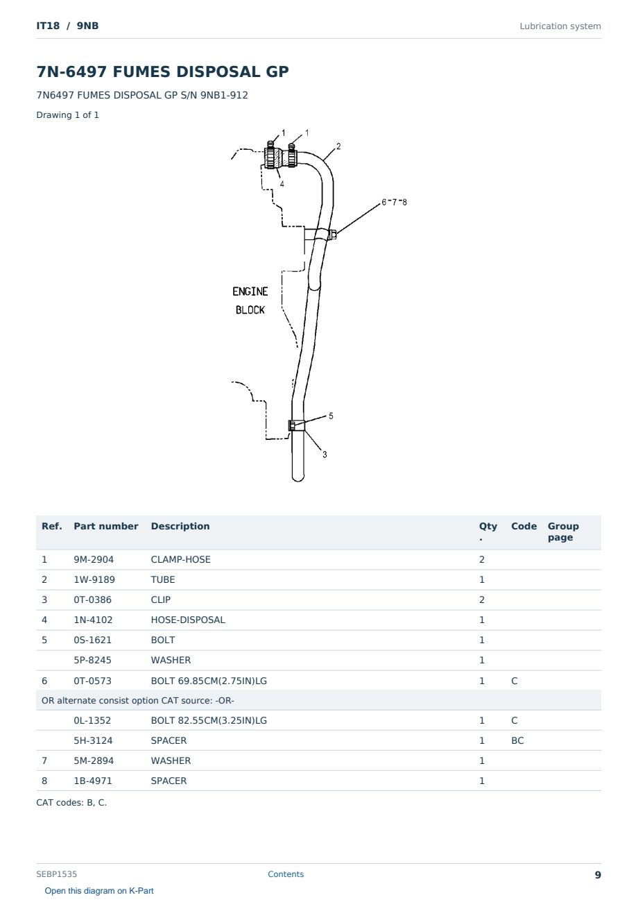 Caterpillar IT18 S/N 9NB Partsbook SEBP1535 (English) - sample page 9 of 10 Caterpillar IT18 S/N 9NB Partsbook SEBP1535 (English) - sample page 9 of 10