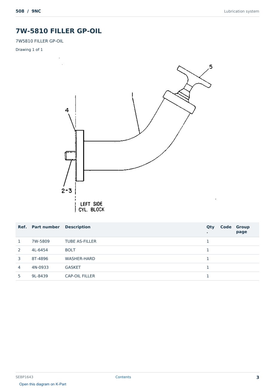 Caterpillar 508 S/N 9NC Partsbook SEBP1643 (English) - sample page 3 of 10 Caterpillar 508 S/N 9NC Partsbook SEBP1643 (English) - sample page 3 of 10