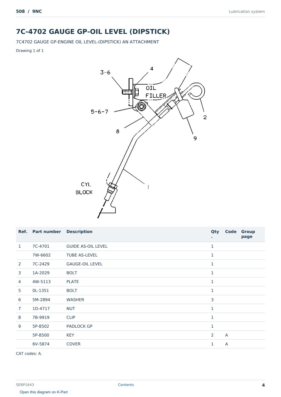 Caterpillar 508 S/N 9NC Partsbook SEBP1643 (English) - sample page 4 of 10 Caterpillar 508 S/N 9NC Partsbook SEBP1643 (English) - sample page 4 of 10
