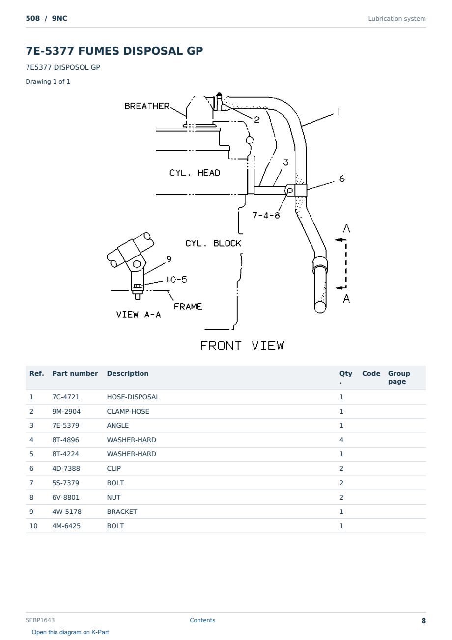 Caterpillar 508 S/N 9NC Partsbook SEBP1643 (English) - sample page 8 of 10 Caterpillar 508 S/N 9NC Partsbook SEBP1643 (English) - sample page 8 of 10