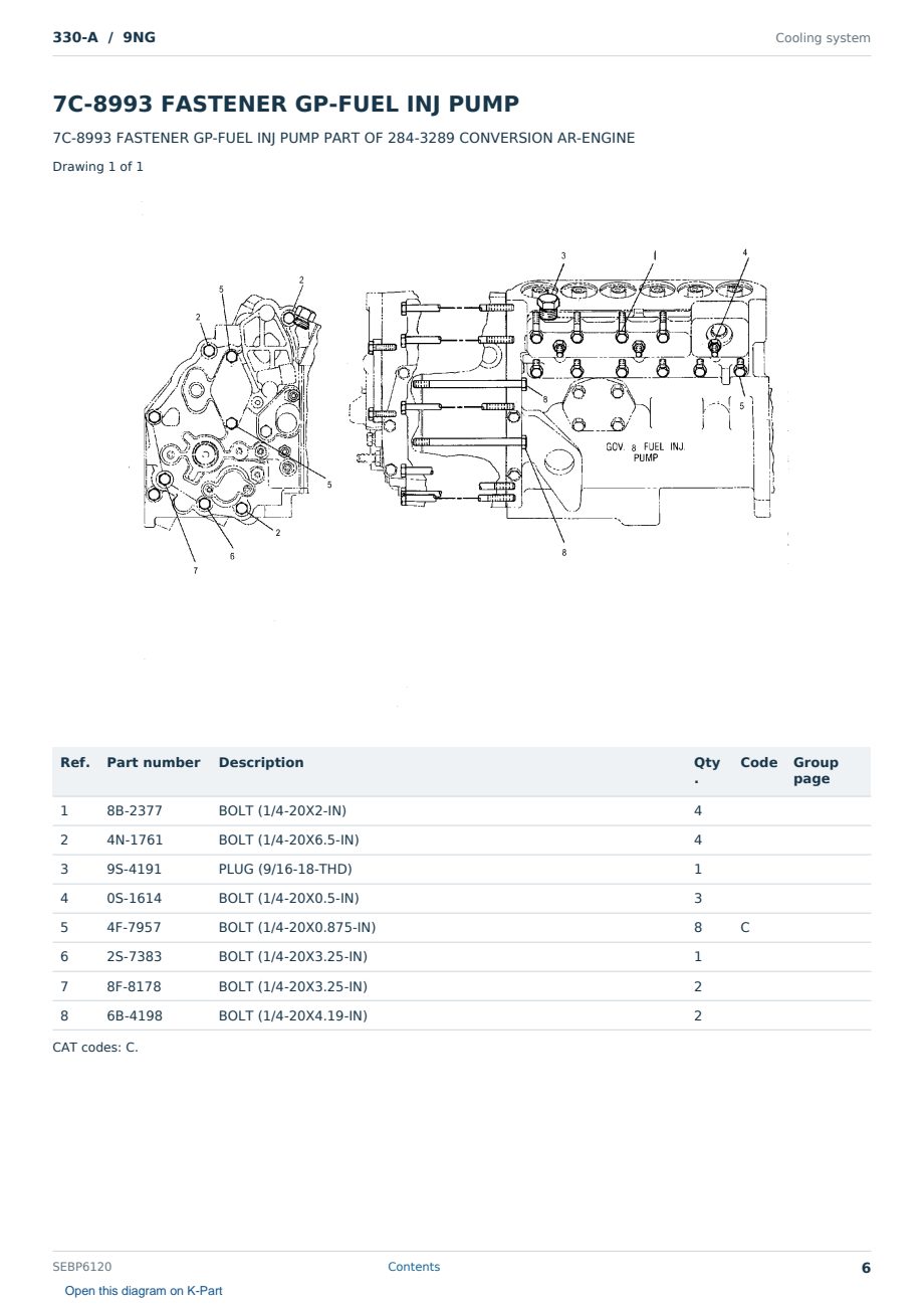 Caterpillar 330-A S/N 9NG Partsbook SEBP6120 (English) - sample page 6 of 10 Caterpillar 330-A S/N 9NG Partsbook SEBP6120 (English) - sample page 6 of 10