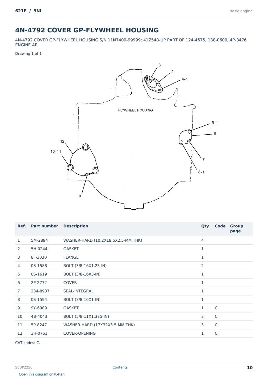 Caterpillar 621F S/N 9NL Partsbook SEBP2256 (English) - sample page 10 of 10 Caterpillar 621F S/N 9NL Partsbook SEBP2256 (English) - sample page 10 of 10