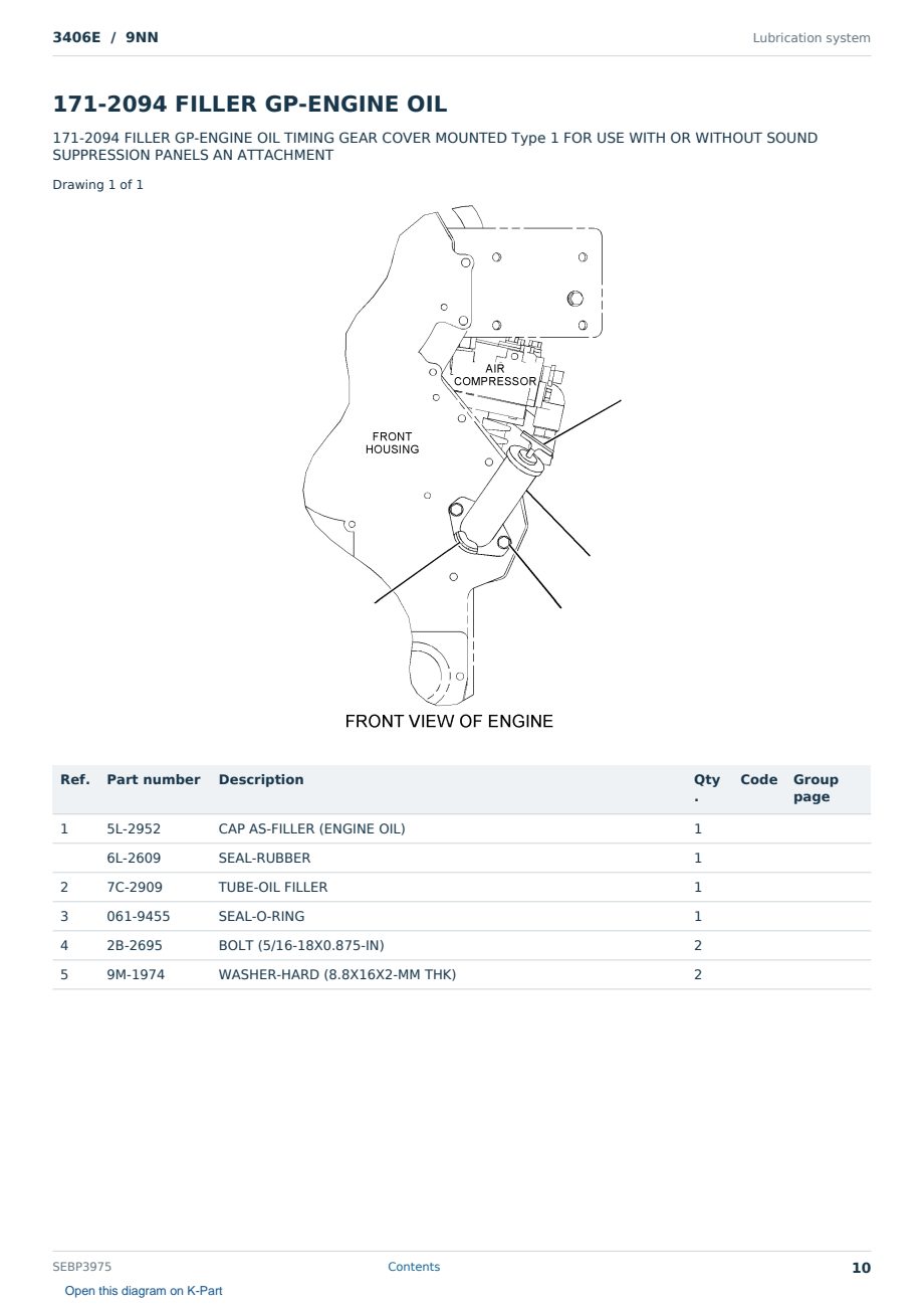 Caterpillar 3406E S/N 9NN Partsbook SEBP3975 (English) - sample page 10 of 10 Caterpillar 3406E S/N 9NN Partsbook SEBP3975 (English) - sample page 10 of 10
