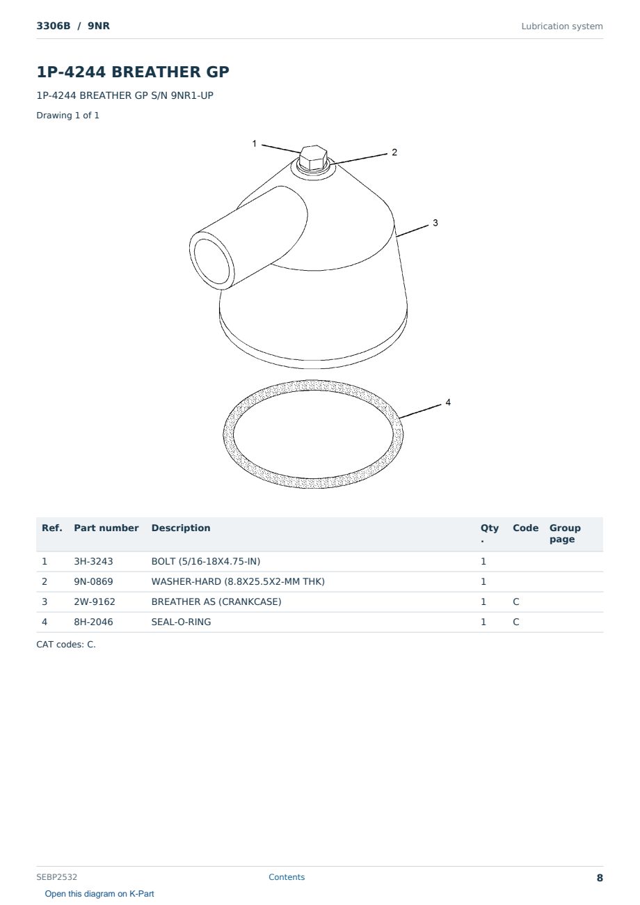 Caterpillar 3306B S/N 9NR Partsbook SEBP2532 (English) - sample page 8 of 10 Caterpillar 3306B S/N 9NR Partsbook SEBP2532 (English) - sample page 8 of 10