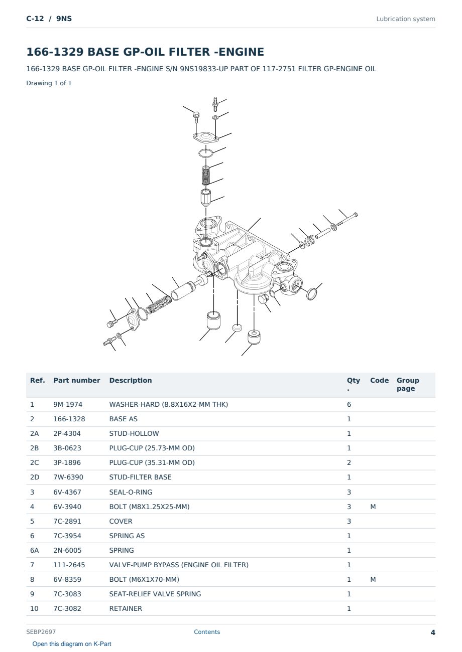 Caterpillar C-12 S/N 9NS Partsbook SEBP2697 (English) - sample page 4 of 10 Caterpillar C-12 S/N 9NS Partsbook SEBP2697 (English) - sample page 4 of 10