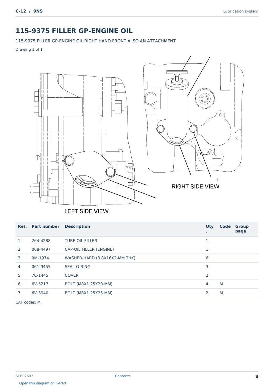 Caterpillar C-12 S/N 9NS Partsbook SEBP2697 (English) - sample page 8 of 10 Caterpillar C-12 S/N 9NS Partsbook SEBP2697 (English) - sample page 8 of 10
