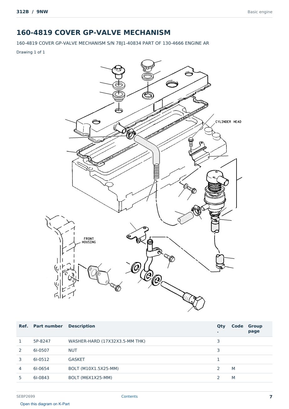 Caterpillar 312B S/N 9NW Partsbook SEBP2699 (English) - sample page 7 of 10 Caterpillar 312B S/N 9NW Partsbook SEBP2699 (English) - sample page 7 of 10