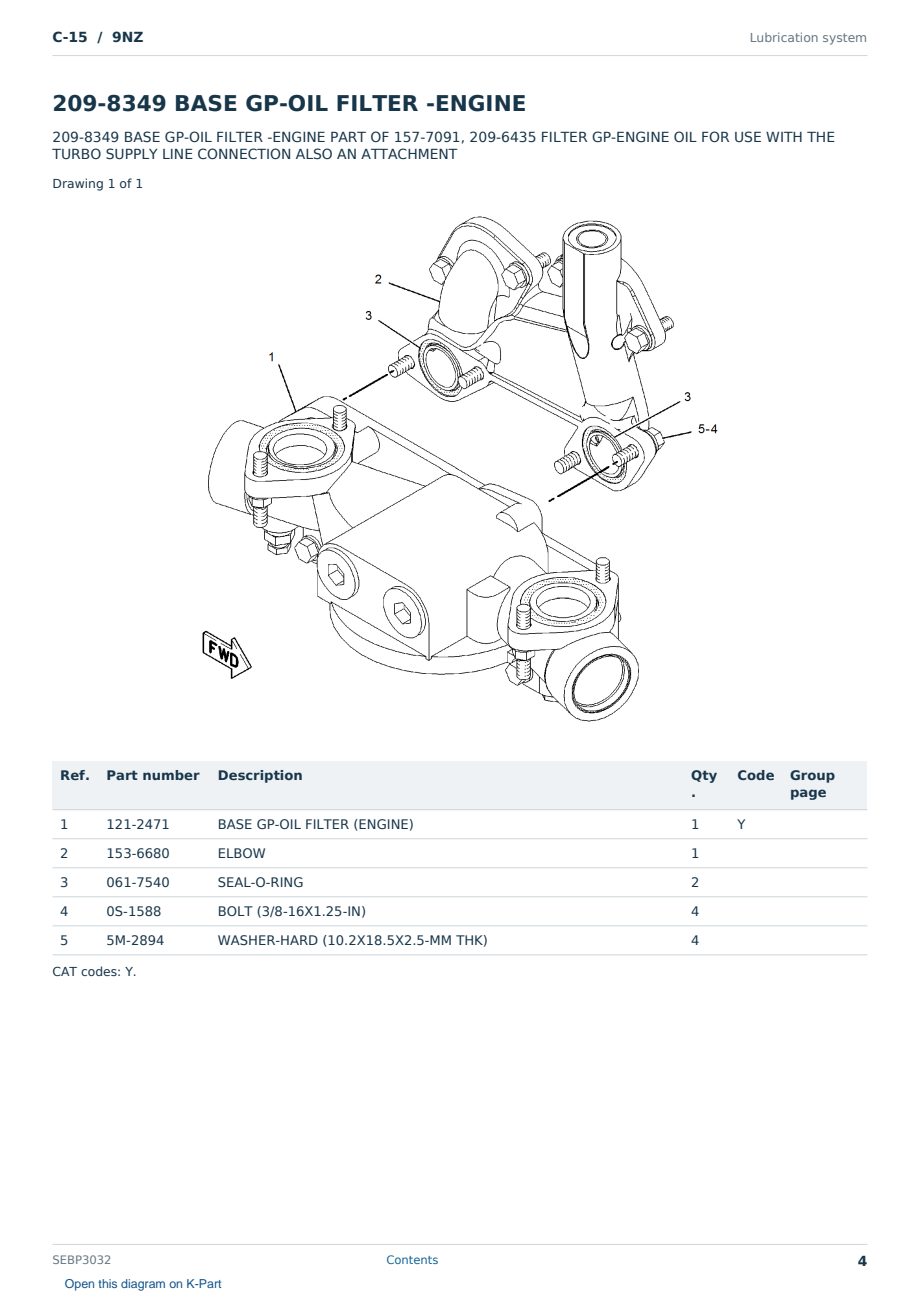 Caterpillar C-15 S/N 9NZ Partsbook SEBP3032 (English) - sample page 4 of 10 Caterpillar C-15 S/N 9NZ Partsbook SEBP3032 (English) - sample page 4 of 10