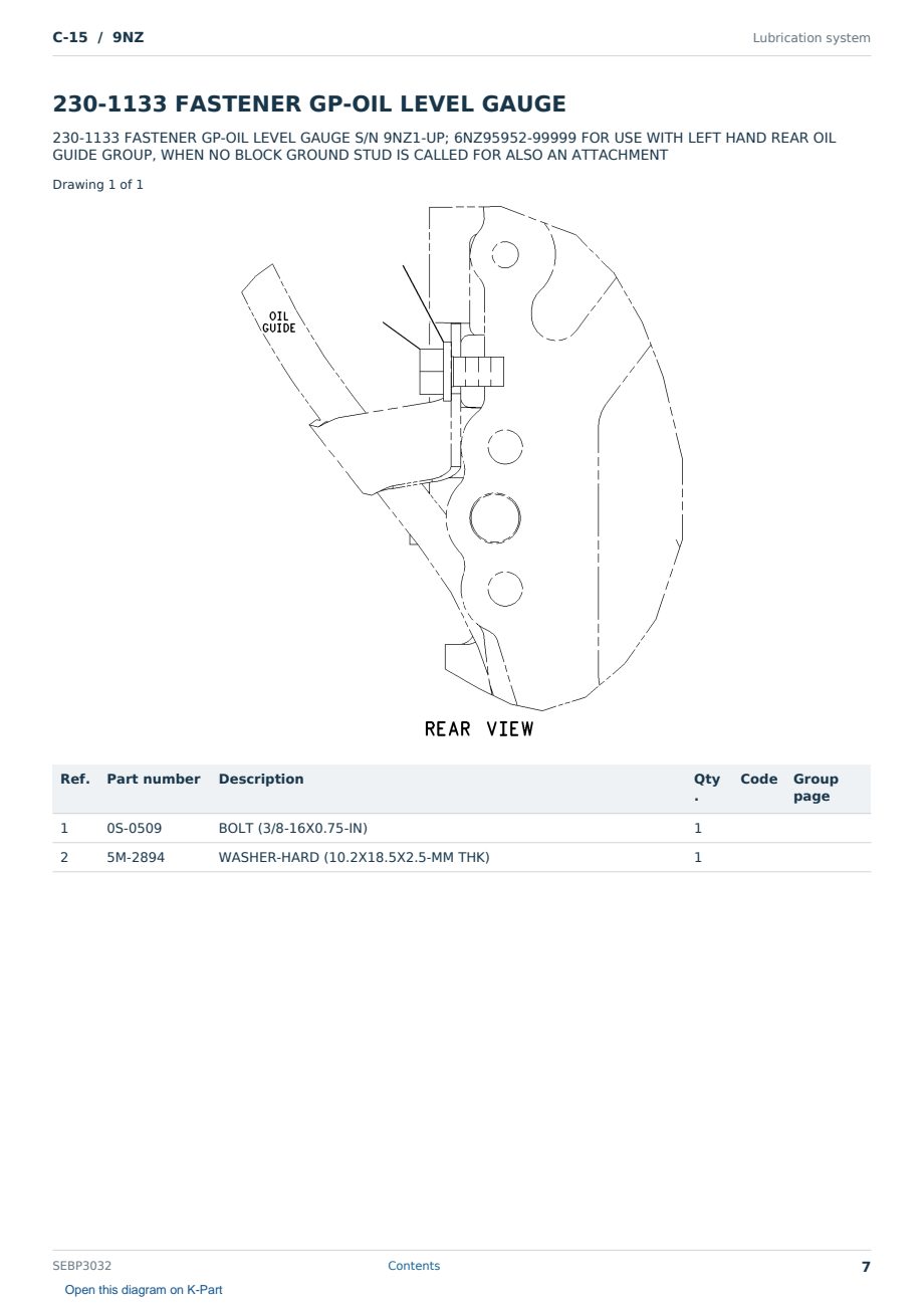 Caterpillar C-15 S/N 9NZ Partsbook SEBP3032 (English) - sample page 7 of 10 Caterpillar C-15 S/N 9NZ Partsbook SEBP3032 (English) - sample page 7 of 10