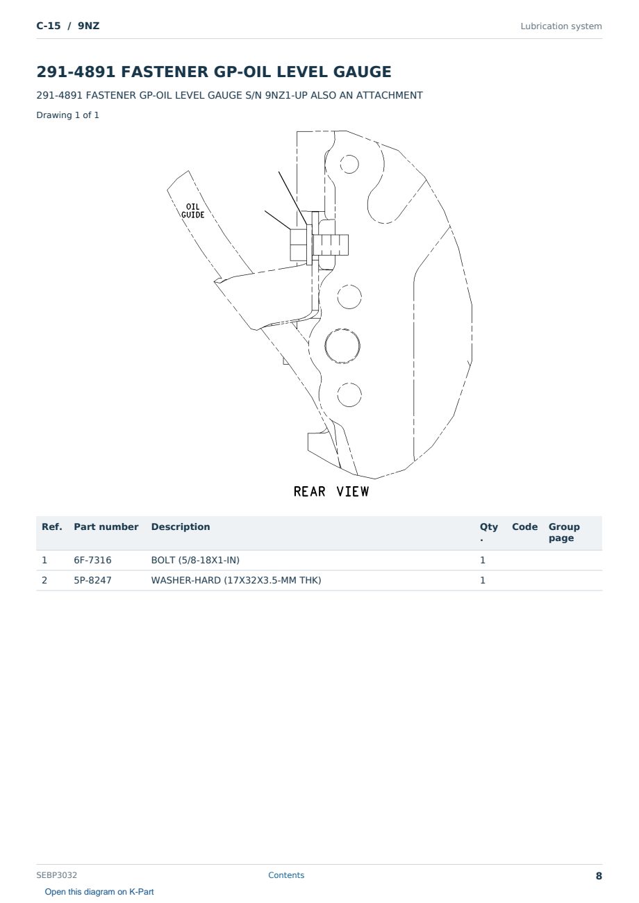 Caterpillar C-15 S/N 9NZ Partsbook SEBP3032 (English) - sample page 8 of 10 Caterpillar C-15 S/N 9NZ Partsbook SEBP3032 (English) - sample page 8 of 10