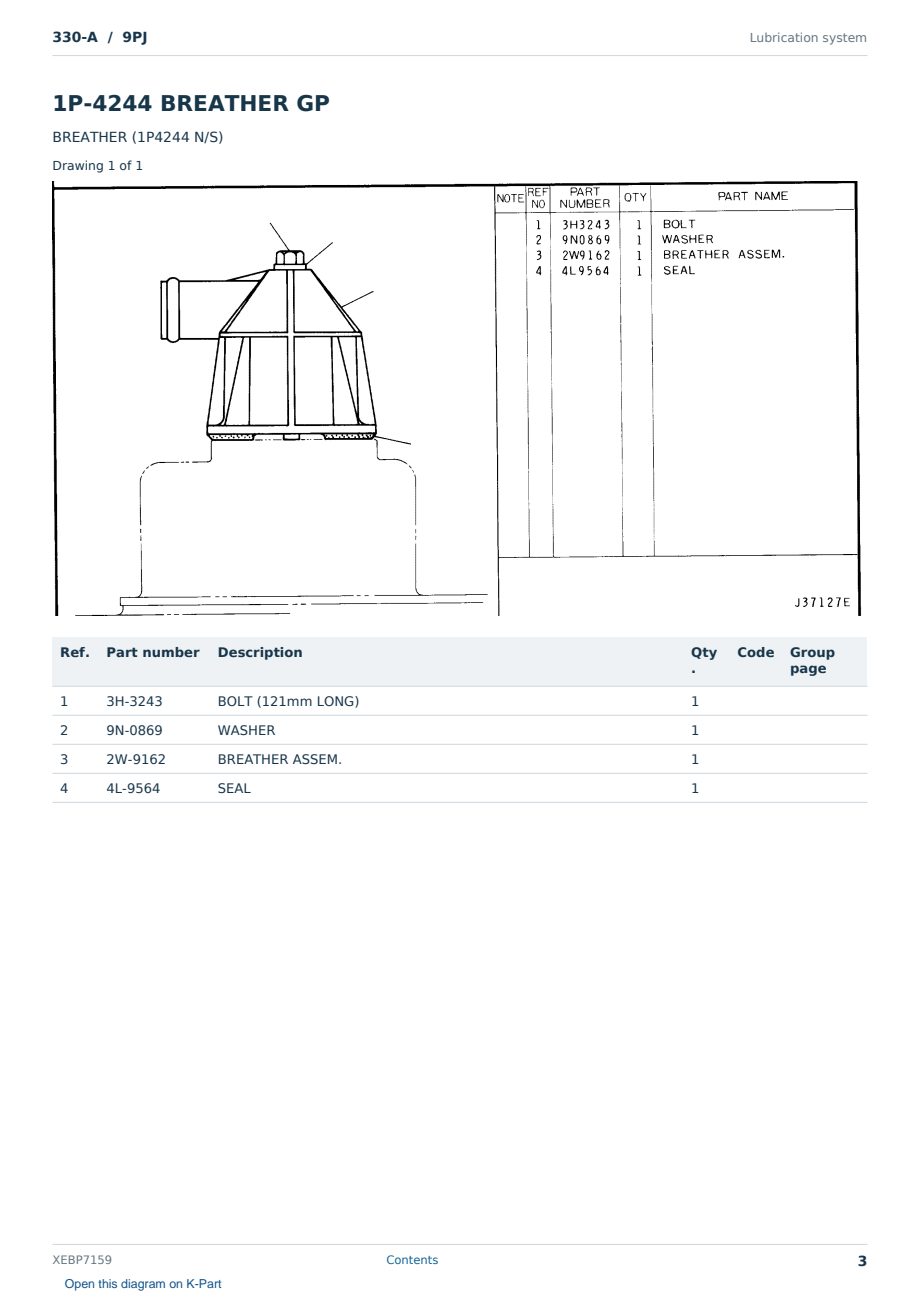 Caterpillar 330-A S/N 9PJ Partsbook XEBP7159 (English) - sample page 3 of 10 Caterpillar 330-A S/N 9PJ Partsbook XEBP7159 (English) - sample page 3 of 10