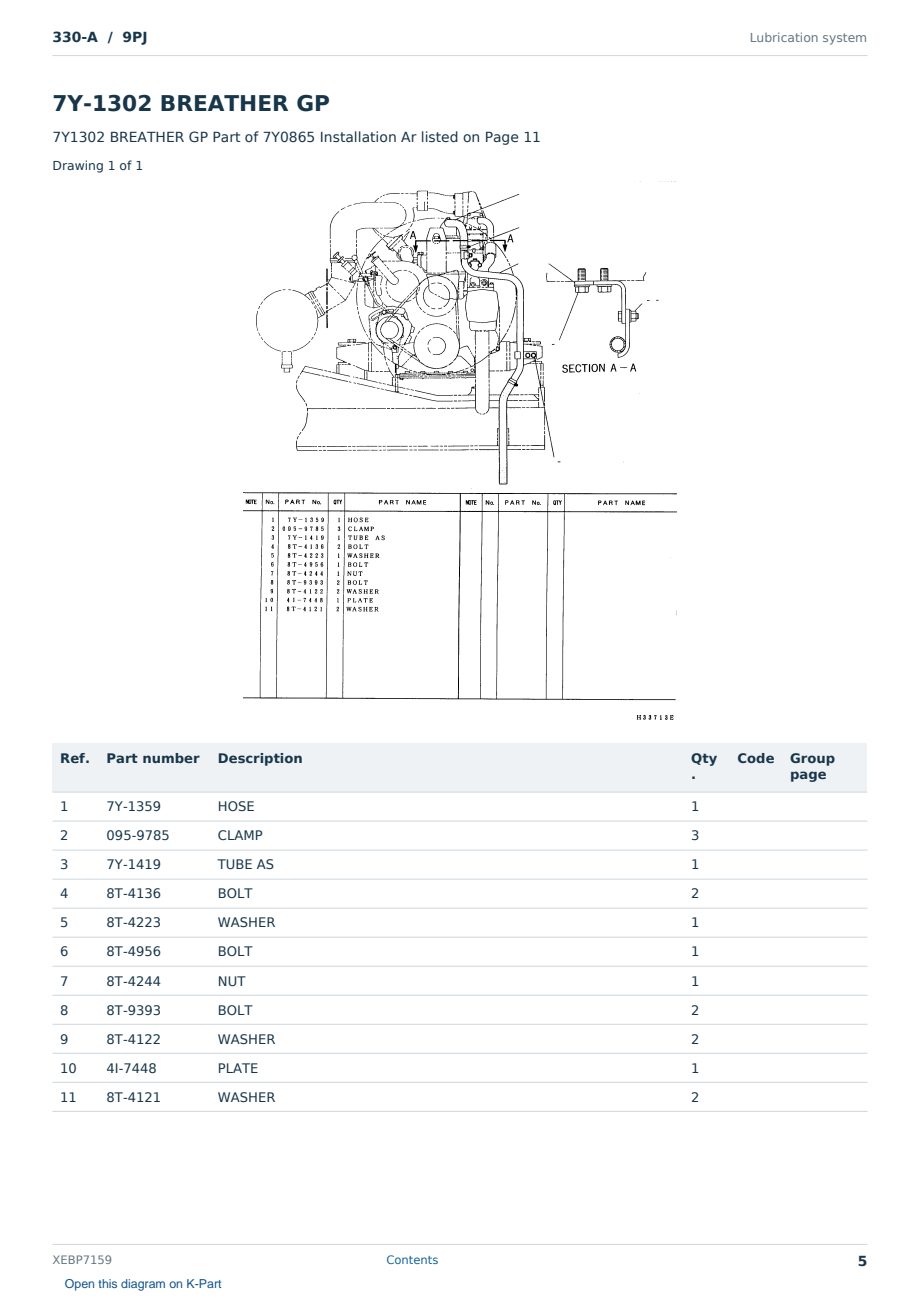 Caterpillar 330-A S/N 9PJ Partsbook XEBP7159 (English) - sample page 5 of 10 Caterpillar 330-A S/N 9PJ Partsbook XEBP7159 (English) - sample page 5 of 10