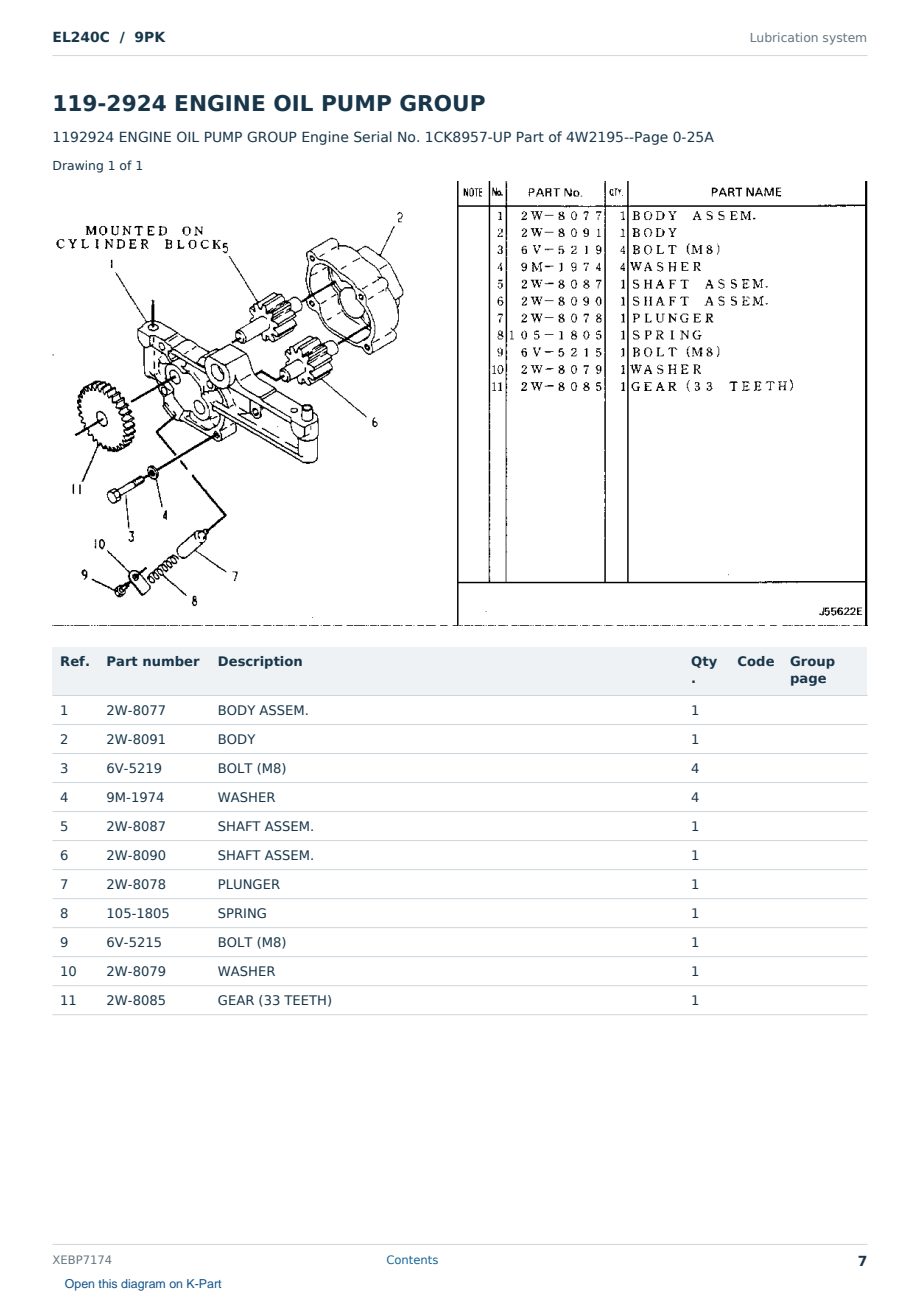 Caterpillar EL240C S/N 9PK Partsbook XEBP7174 (English) - sample page 7 of 10 Caterpillar EL240C S/N 9PK Partsbook XEBP7174 (English) - sample page 7 of 10
