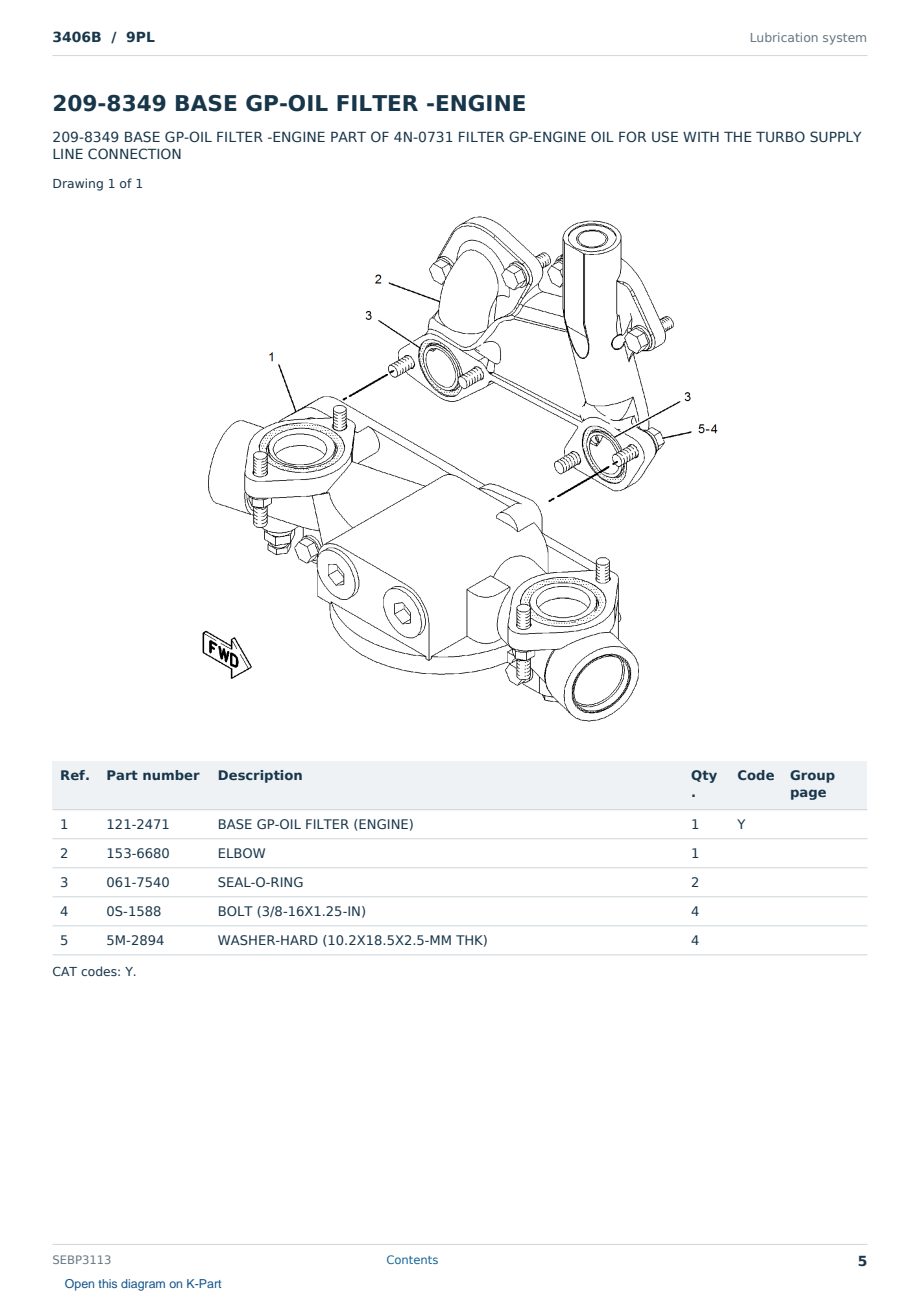 Caterpillar 3406B S/N 9PL Partsbook SEBP3113 (English) - sample page 5 of 10 Caterpillar 3406B S/N 9PL Partsbook SEBP3113 (English) - sample page 5 of 10