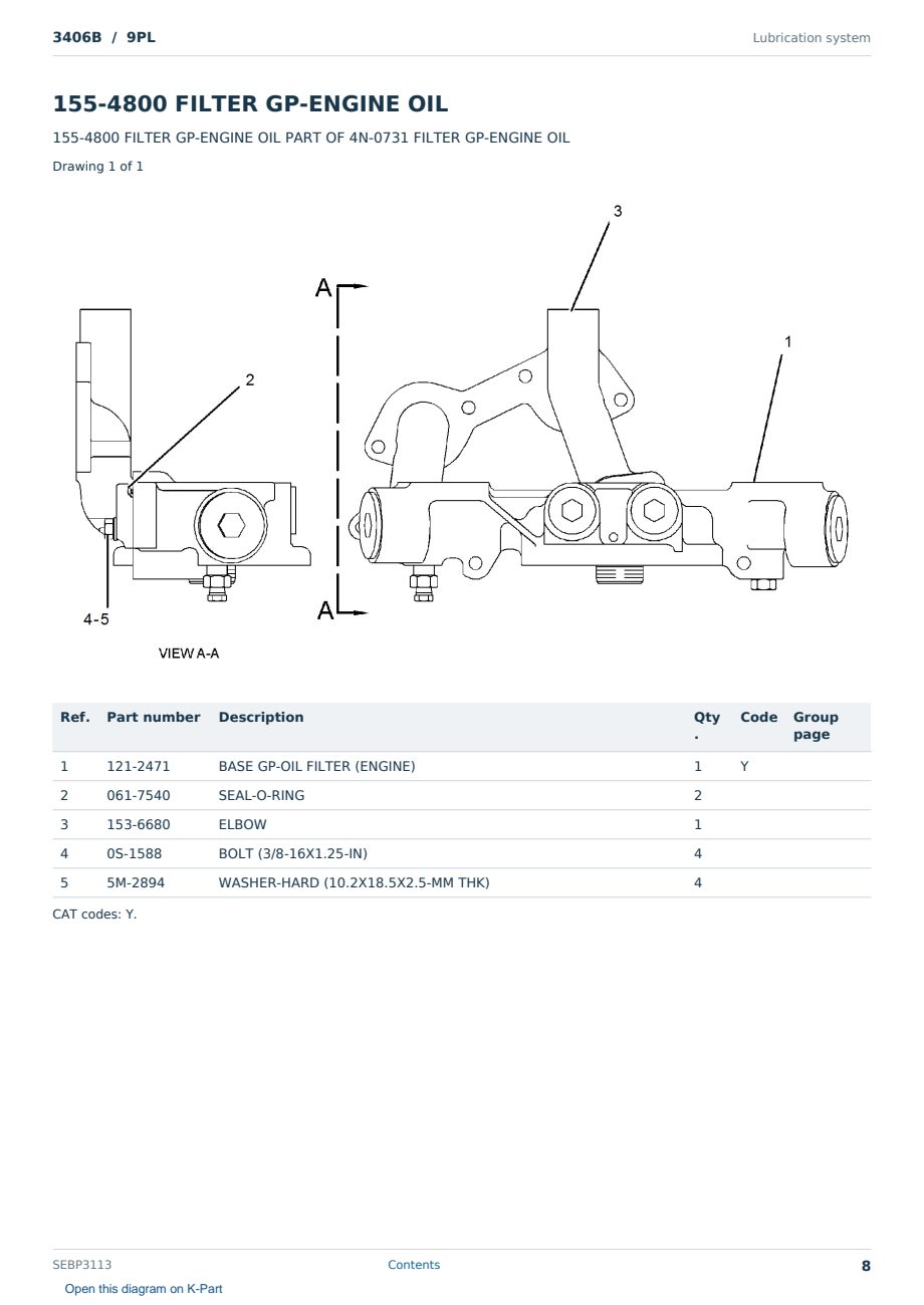 Caterpillar 3406B S/N 9PL Partsbook SEBP3113 (English) - sample page 8 of 10 Caterpillar 3406B S/N 9PL Partsbook SEBP3113 (English) - sample page 8 of 10