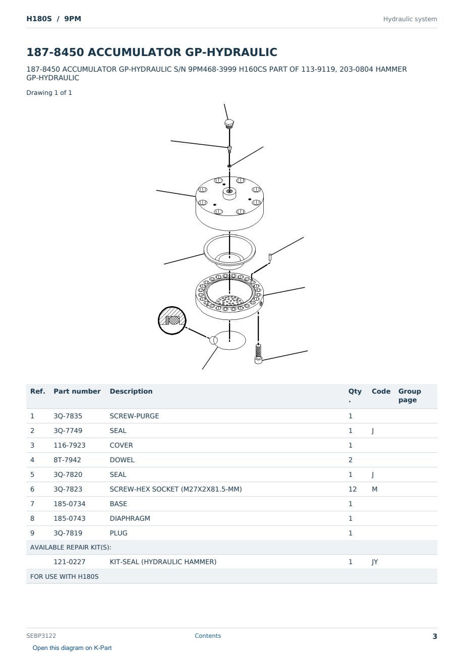 Caterpillar H180S S/N 9PM Partsbook SEBP3122 (English) - sample page 3 of 10 Caterpillar H180S S/N 9PM Partsbook SEBP3122 (English) - sample page 3 of 10