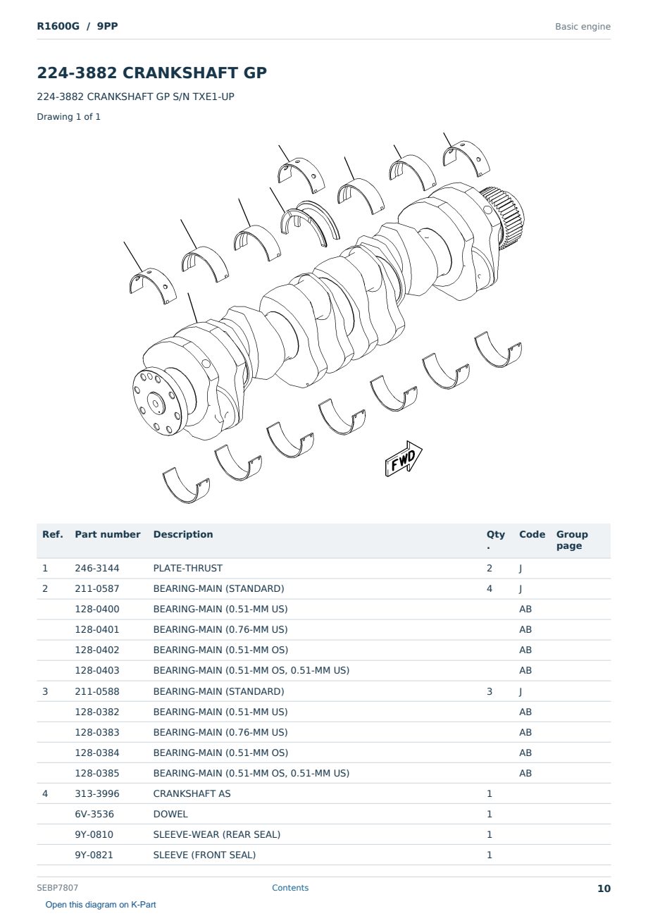 Caterpillar R1600G S/N 9PP Partsbook SEBP7807 (English) - sample page 10 of 10 Caterpillar R1600G S/N 9PP Partsbook SEBP7807 (English) - sample page 10 of 10