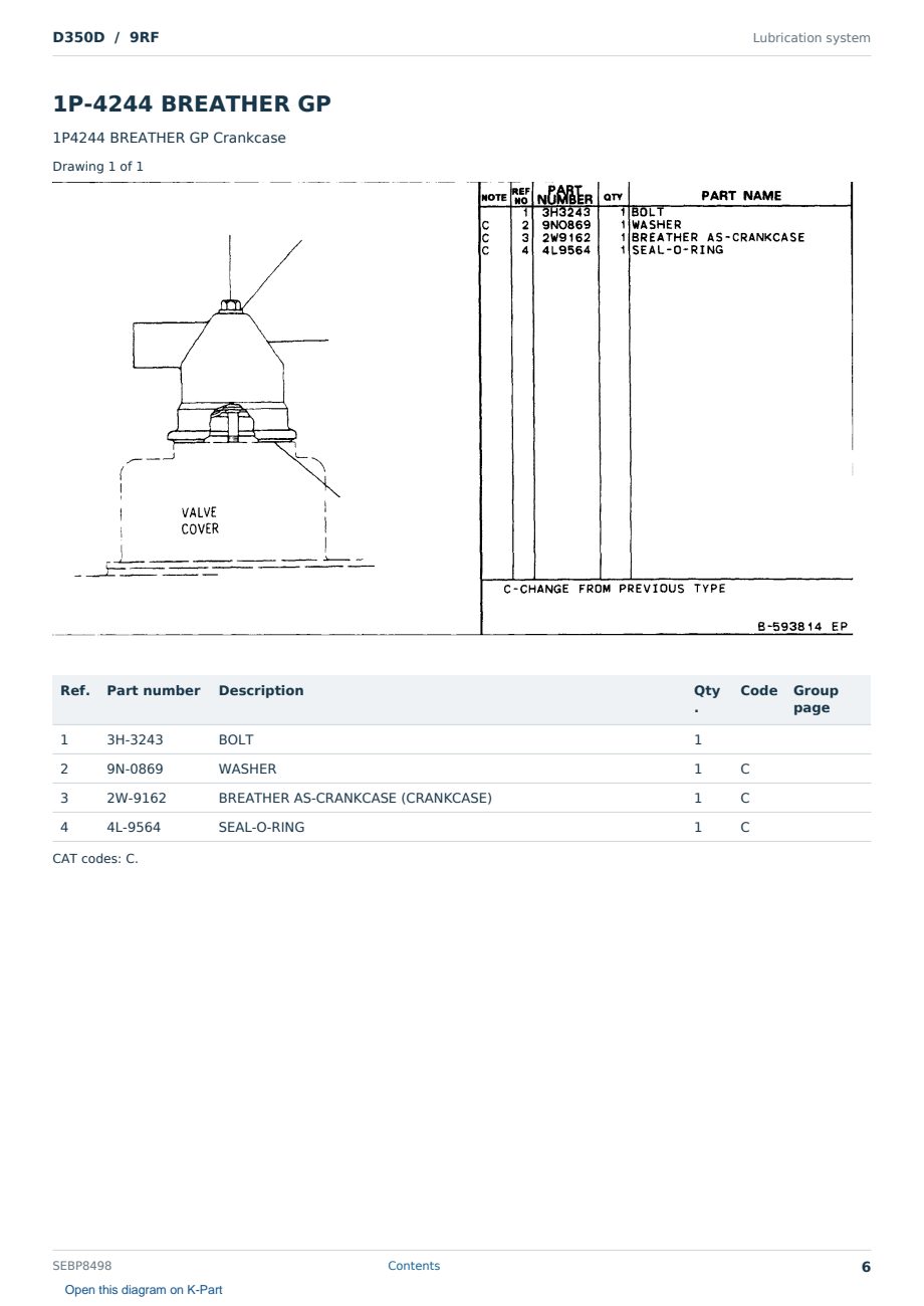 Caterpillar D350D S/N 9RF Partsbook SEBP8498 (English) - sample page 6 of 10 Caterpillar D350D S/N 9RF Partsbook SEBP8498 (English) - sample page 6 of 10