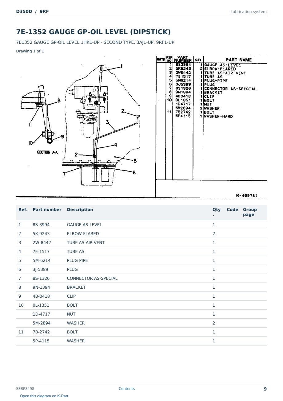 Caterpillar D350D S/N 9RF Partsbook SEBP8498 (English) - sample page 9 of 10 Caterpillar D350D S/N 9RF Partsbook SEBP8498 (English) - sample page 9 of 10