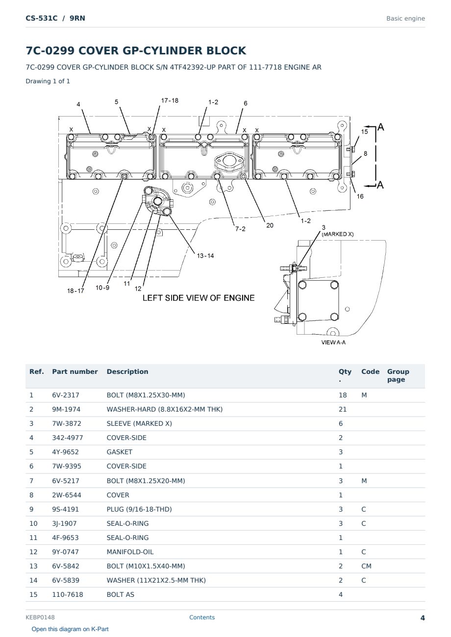 Caterpillar CS-531C S/N 9RN Partsbook KEBP0148 (English) - sample page 4 of 10 Caterpillar CS-531C S/N 9RN Partsbook KEBP0148 (English) - sample page 4 of 10