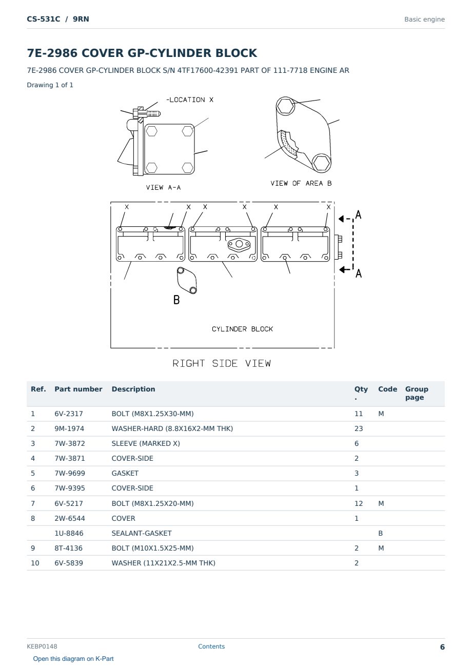 Caterpillar CS-531C S/N 9RN Partsbook KEBP0148 (English) - sample page 6 of 10 Caterpillar CS-531C S/N 9RN Partsbook KEBP0148 (English) - sample page 6 of 10