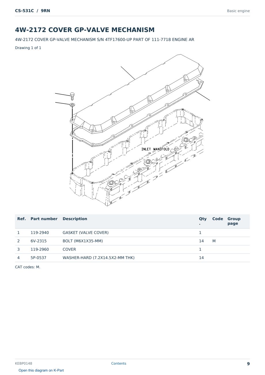 Caterpillar CS-531C S/N 9RN Partsbook KEBP0148 (English) - sample page 9 of 10 Caterpillar CS-531C S/N 9RN Partsbook KEBP0148 (English) - sample page 9 of 10