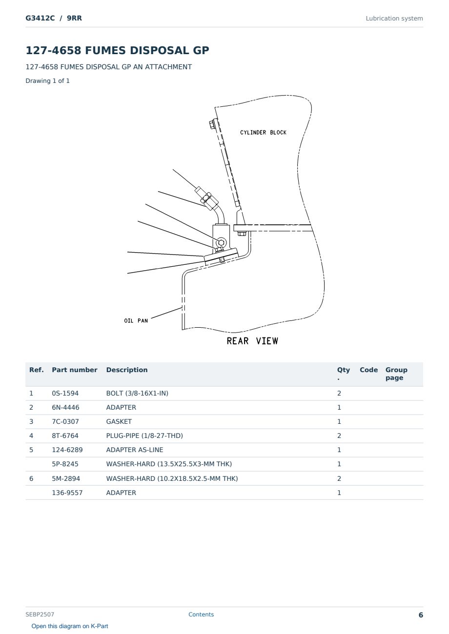 Caterpillar G3412C S/N 9RR Partsbook SEBP2507 (English) - sample page 6 of 10 Caterpillar G3412C S/N 9RR Partsbook SEBP2507 (English) - sample page 6 of 10